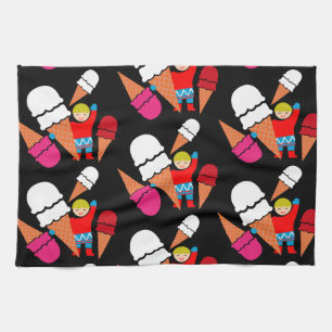 Vintage Retro Ice Cream Art Kitchen Towel