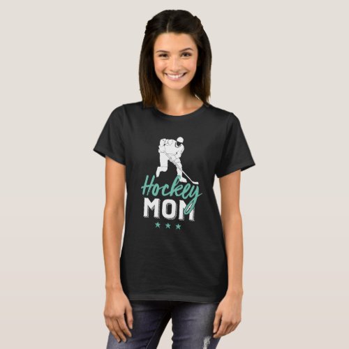 Vintage Retro Ice Hockey Mom Proud Sports Mother T_Shirt