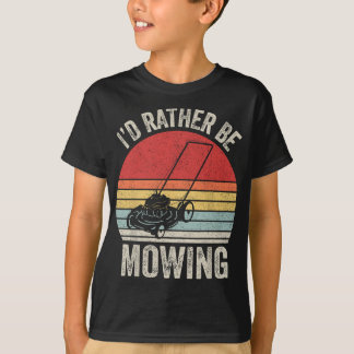 Vintage Retro I'd Rather Be Mowing Funny Mower Gif T-Shirt