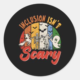Vintage Retro Inclusion Isn't Scary Halloween Boo Classic Round Sticker