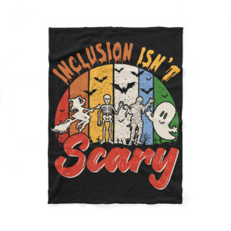 Vintage Retro Inclusion Isn't Scary Halloween Boo  Fleece Blanket