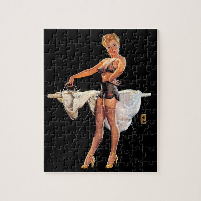 Vintage Retro Ironing Pinup Girl Jigsaw Puzzle (Vertical)