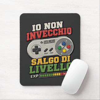 Vintage Retro Italian Gamer Level Up Mouse Pad
