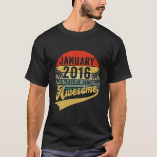 Vintage Retro January 2016 6Th Birthday Gifts 6 Ye T-Shirt