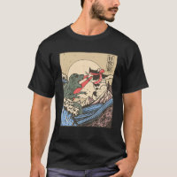 Vintage Retro Japanese Great Wave Cat VS Monster G T-Shirt