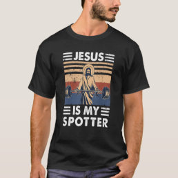 Vintage Retro Jesus Is My Spotter Christian Gym T-Shirt