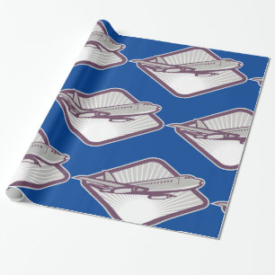 Vintage Retro Jet Airplane Aviation Wrapping Paper