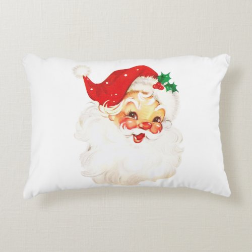 Vintage Retro Jolly Old Santa Claus Christmas Accent Pillow