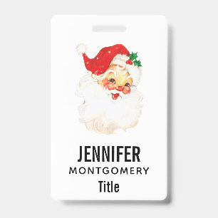Vintage Retro Jolly Old Santa Claus Christmas Badge