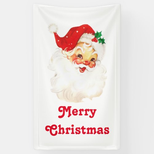 Vintage Retro Jolly Old Santa Claus Christmas Banner