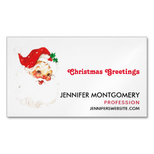 Vintage Retro Jolly Old Santa Claus Christmas Business Card Magnet