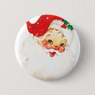 Vintage Retro Jolly Old Santa Claus Christmas Button