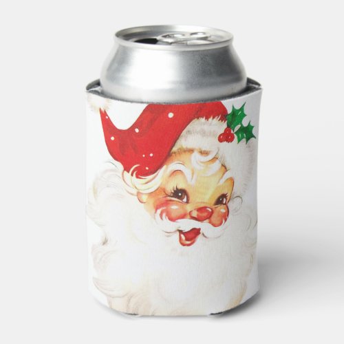 Vintage Retro Jolly Old Santa Claus Christmas Can Cooler