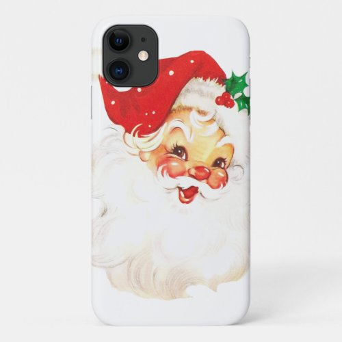 Vintage Retro Jolly Old Santa Claus Christmas iPhone 11 Case