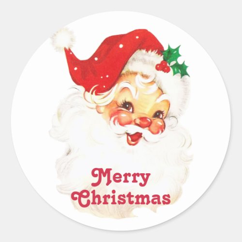 Vintage Retro Jolly Old Santa Claus Christmas Classic Round Sticker