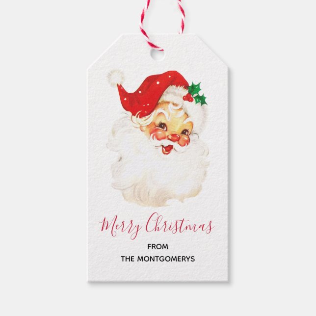 Vintage Retro Jolly Old Santa Claus Christmas Gift Tags (Front)