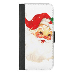 Vintage Retro Jolly Old Santa Claus Christmas iPhone 8/7 Plus Wallet Case