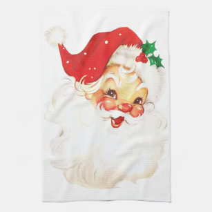 Santa Face Christmas Kitchen Towel, Farmhouse Santa Dish Towel