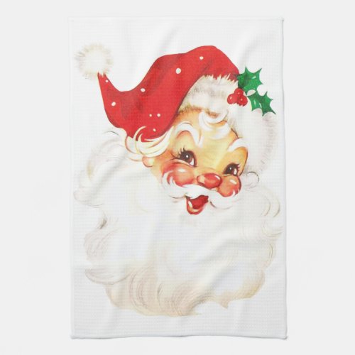 Vintage Retro Jolly Old Santa Claus Christmas Kitchen Towel