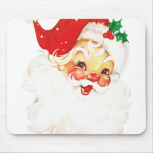 Vintage Retro Jolly Old Santa Claus Christmas Mouse Pad