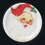 Vintage Retro Jolly Old Santa Claus Christmas Paper Plates<br><div class="desc">Paper plates with a vintage image of a retro santa claus face. Happy and jolly with round rosy cheeks.</div>
