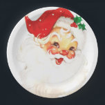 Vintage Retro Jolly Old Santa Claus Christmas Paper Plates<br><div class="desc">Paper plates with a vintage image of a retro santa claus face. Happy and jolly with round rosy cheeks.</div>