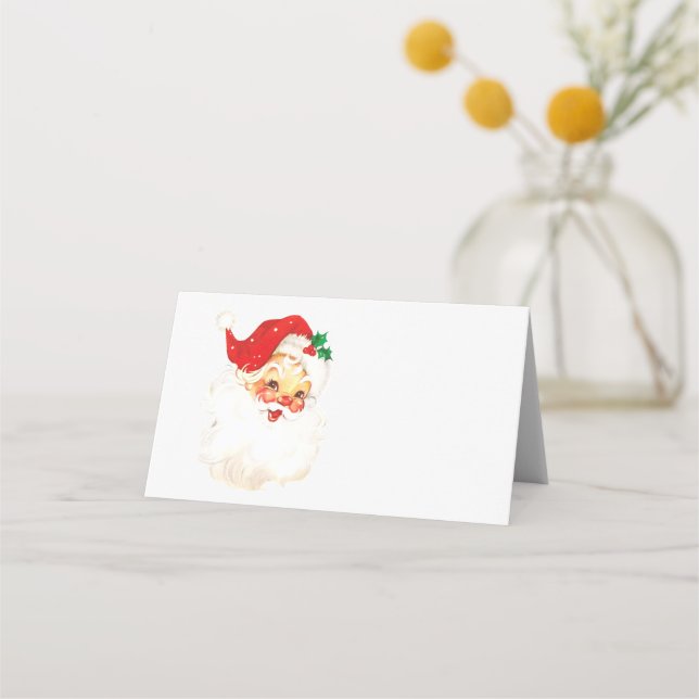 Vintage Retro Jolly Old Santa Claus Christmas Place Card (Front)
