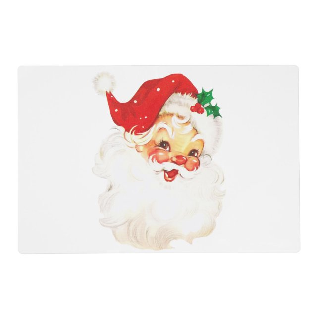 Vintage Retro Jolly Old Santa Claus Christmas Placemat (Front)