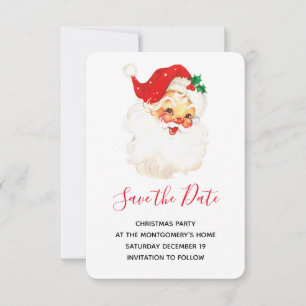 Vintage Retro Jolly Old Santa Claus Christmas Save The Date