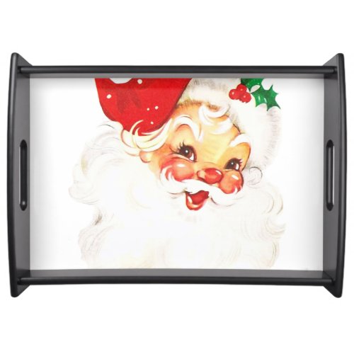 Vintage Retro Jolly Old Santa Claus Christmas Serving Tray