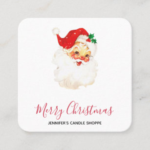 Vintage Retro Jolly Old Santa Claus Christmas Square Business Card