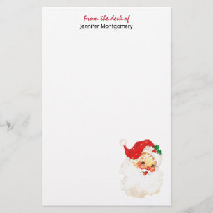 Vintage Retro Jolly Old Santa Claus Christmas Stationery