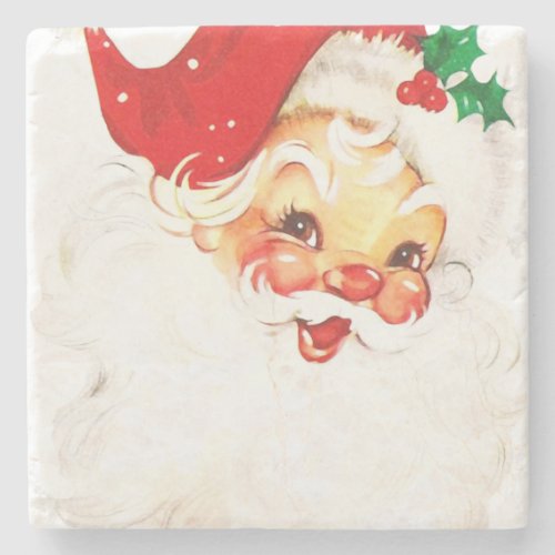 Vintage Retro Jolly Old Santa Claus Christmas Stone Coaster