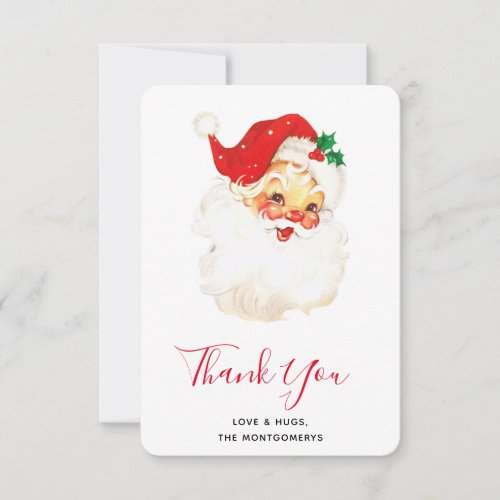 Vintage Retro Jolly Old Santa Claus Christmas Thank You Card