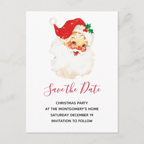 Vintage Retro Jolly Old Santa Claus Save the Date Invitation Postcard