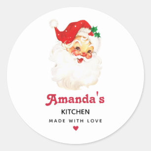 Vintage Retro Jolly Old Santa Claus Xmas Kitchen Classic Round Sticker