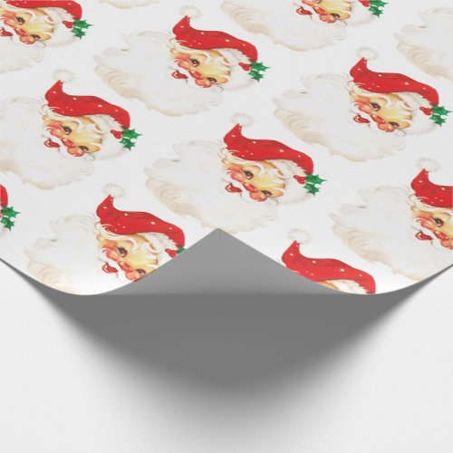 Vintage Retro Jolly Old Santa Claus Xmas Pattern Wrapping Paper