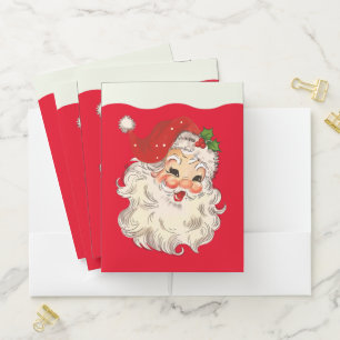 Vintage Retro Jolly Santa Claus Christmas Pocket Folder