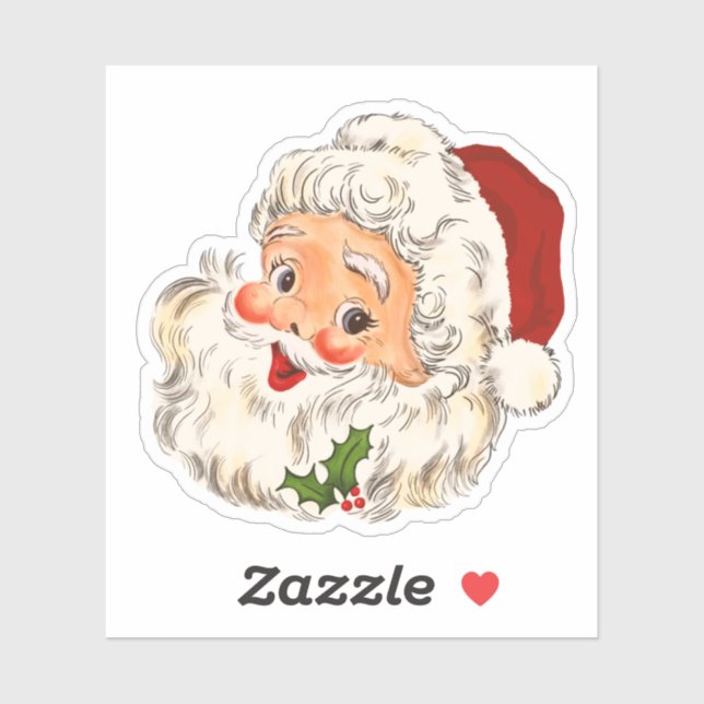 Vintage Retro Jolly Santa Claus Christmas Sticker (Sheet)
