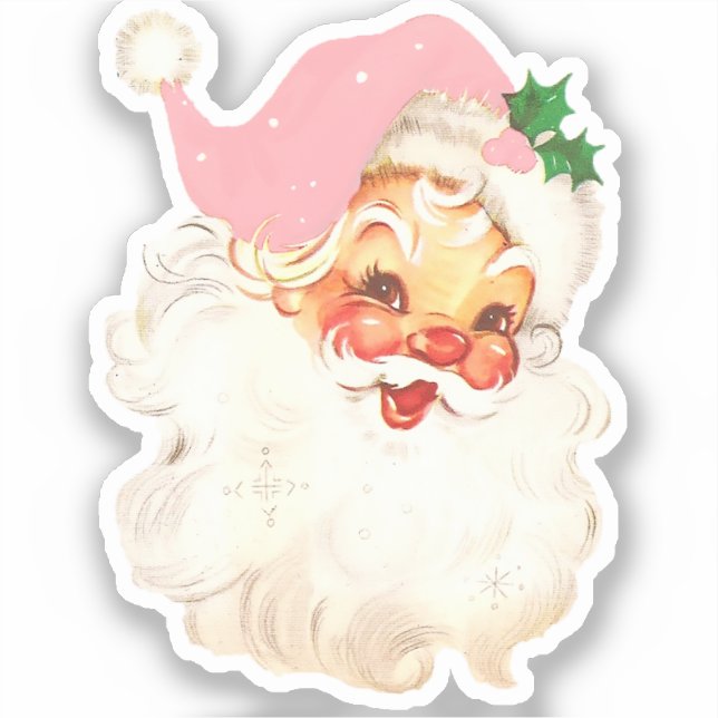 Vintage Retro Jolly Santa Claus Christmas Sticker (Front)