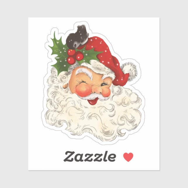 Vintage Retro Jolly Santa Claus Christmas Sticker (Sheet)