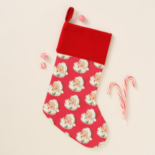 Vintage Retro Jolly Santa Claus Christmas Stocking