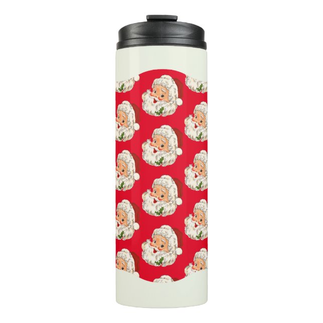 Vintage Retro Jolly Santa Claus Christmas Thermal Tumbler (Front)
