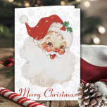 Vintage Retro Jolly Santa Claus Custom Christmas  Holiday Card<br><div class="desc">Vintage Retro Jolly Old Santa Claus Christmas Card features a mid-century image of Santa with a soft snowflake background.  Customize each line of text or leave as is.  Personalize by adding your name (deleting that line of text if you want to sign the cards yourself).</div>