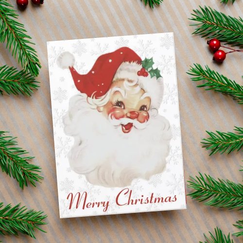 Vintage Retro Jolly Santa Claus Custom Christmas  Holiday Card