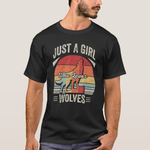 Vintage Retro Just A Girl Who Loves Wolves Wolf  G T_Shirt