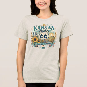 Vintage Retro Kansas Mother Road Prairie Apparel Tri-Blend Shirt