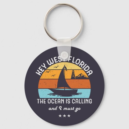 Vintage Retro Key West Florida Sailing Keychain