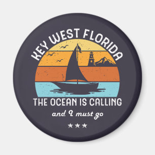 Vintage Retro Key West Florida Sailing Magnet