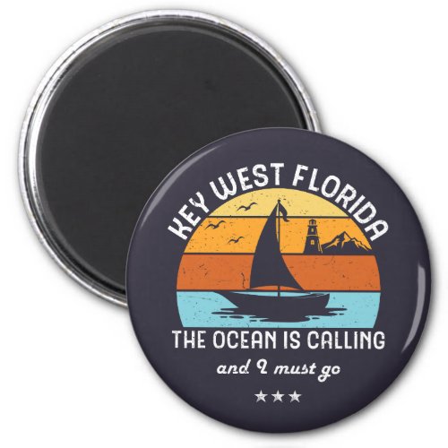 Vintage Retro Key West Florida Sailing Magnet